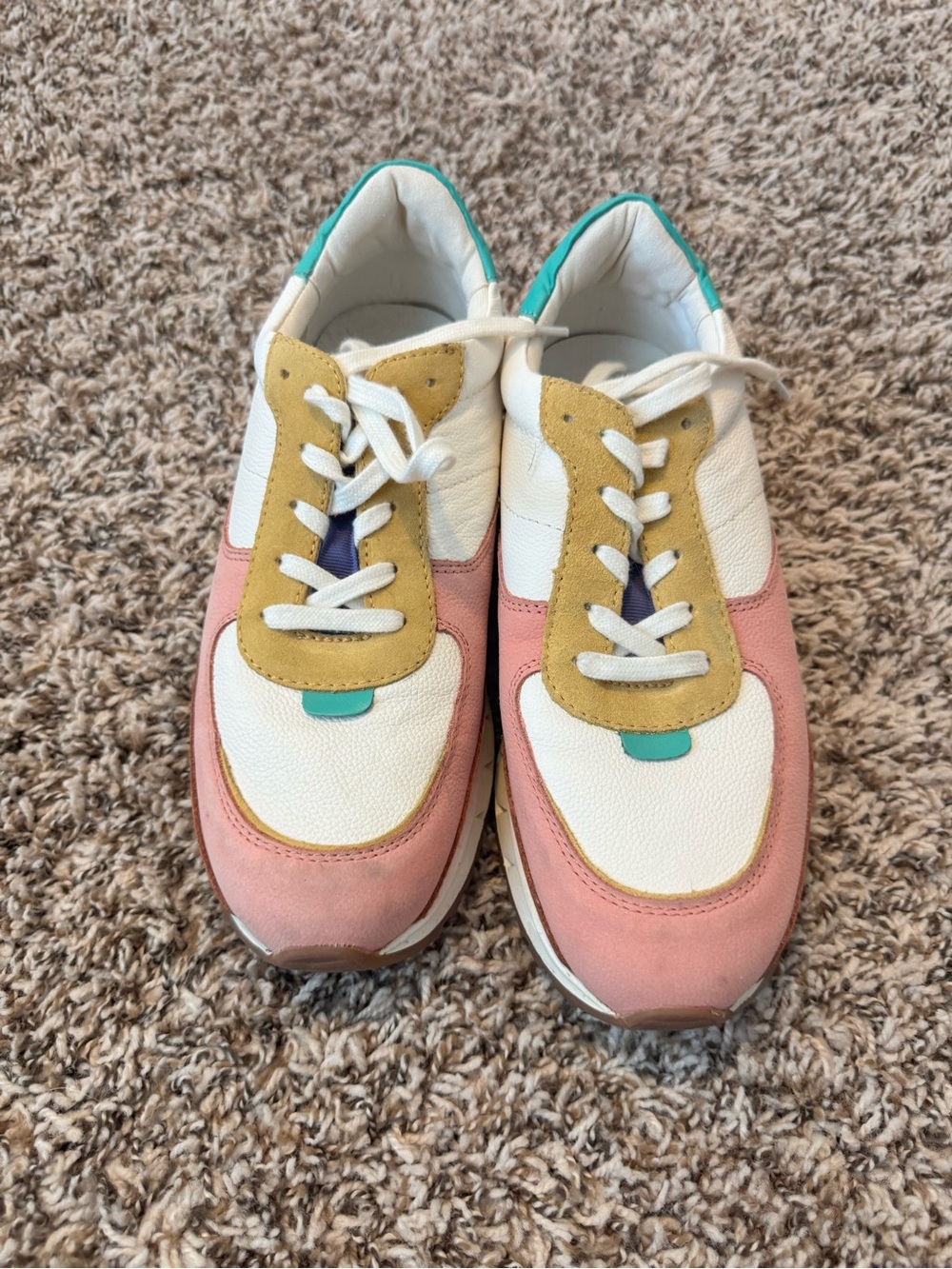 Madewell Pink, White & Mustard Accent Sneakers